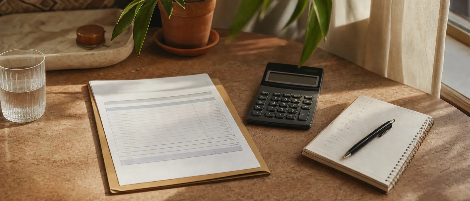 An itemised medical quote, calculator and notepad — totting up the true cost