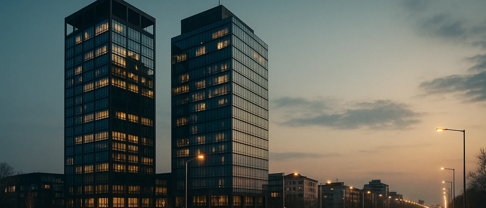 New Belgrade business district with high-rise hotels and wide boulevards across the Sava from the old city